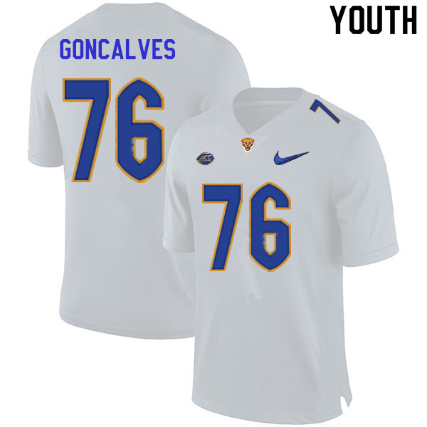 Youth #76 Matt Goncalves Pitt Panthers College Football Jerseys Sale-White